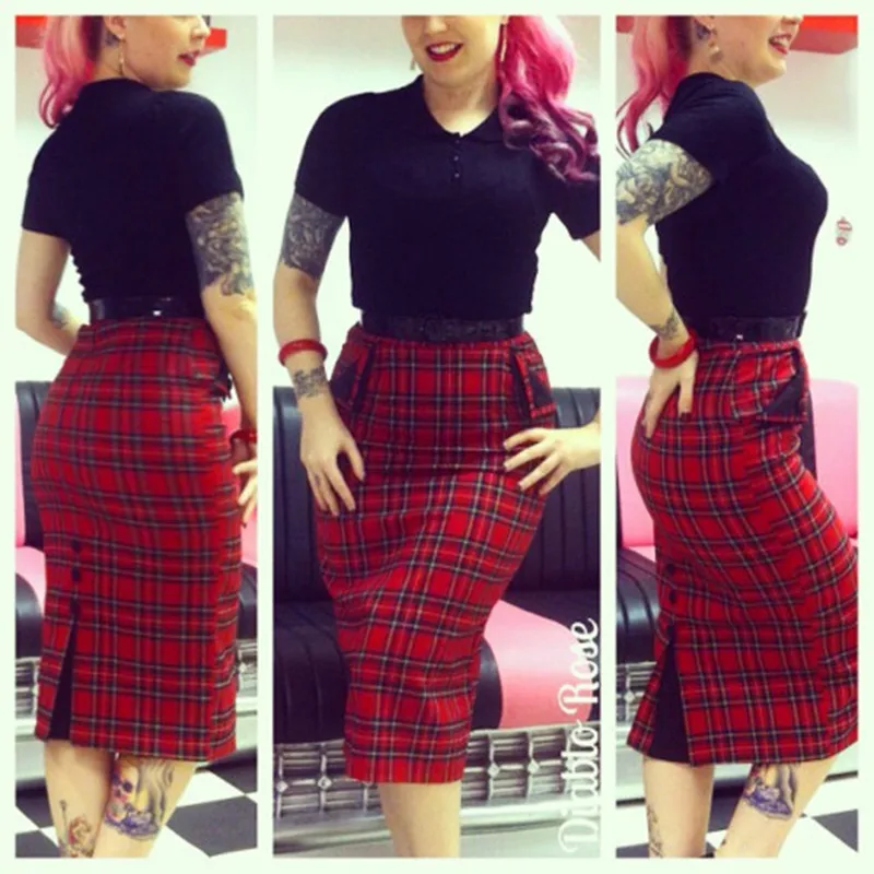 Letné ženy vintage 50s 50s tartan krúti