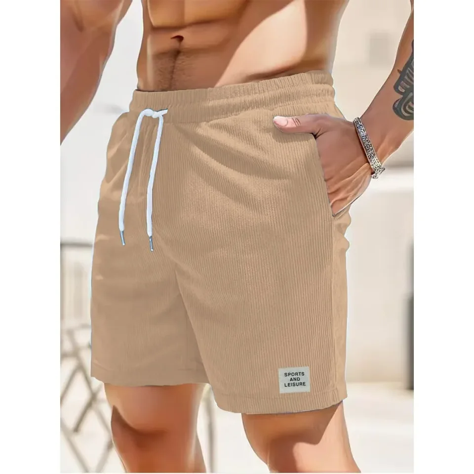 Letný corduroy mužské ležérne šortky Muž Running Šorty šortky Pánske pohodlné streetwear Pánske pevné priame krátke nohavice