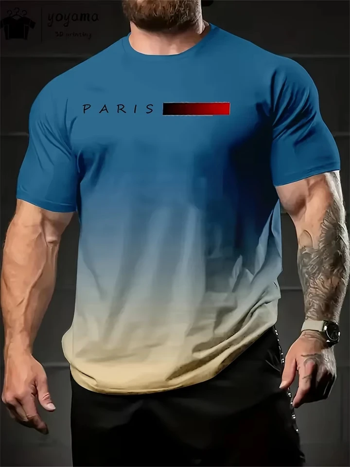 Letný gradient tlač Trink Men módne grafické tričká