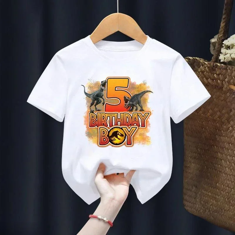 Letný Jurassic Park 1-10 rokov Detské tričko Dinosaurus narodeniny darček Top Boy Obliekanie Kid Krátke rukávy bavlnené tričko detské tričko