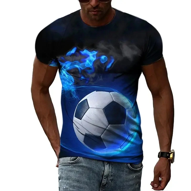 Letný módny futbal Picture pre mužov Príležitostné 3D tlač Tee hip hop harajuku osobnosť okrúhly krk krátky rukáv