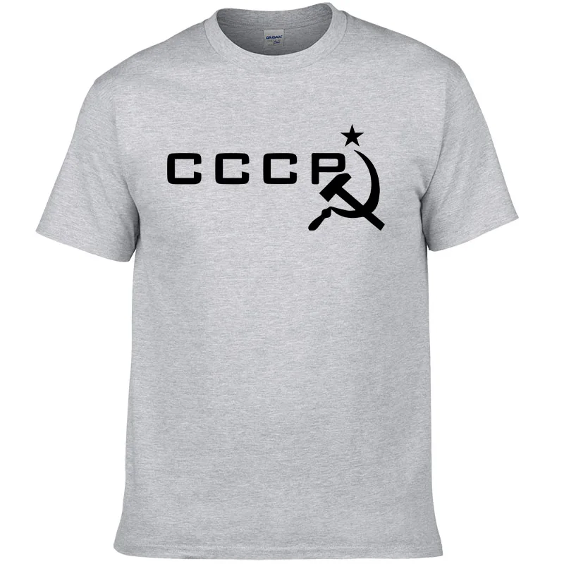 Letný vzor CCCP Vytlačený okrúhly krk Čistá bavlna, jednoduchá a veľkorysá, voľná a všestranná pánska rukávová tričko F69