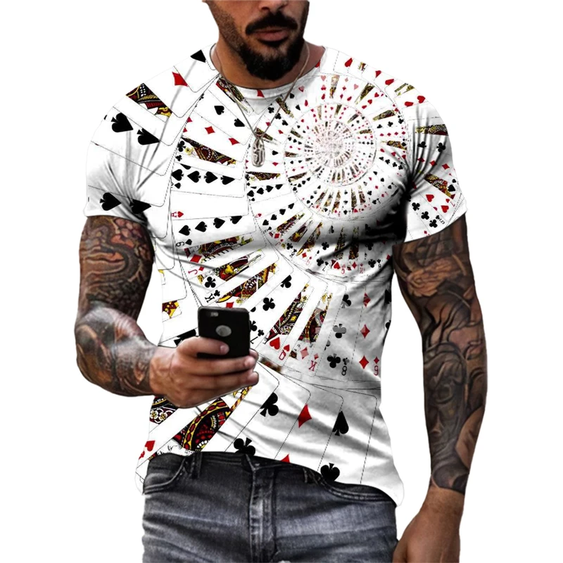 Leto New Cool Osobnosť poker Grafické tričká Men Men Cascur Fashion Original Card Cat Cat Cant Tees 3D tlačené vrcholy s krátkym rukávom