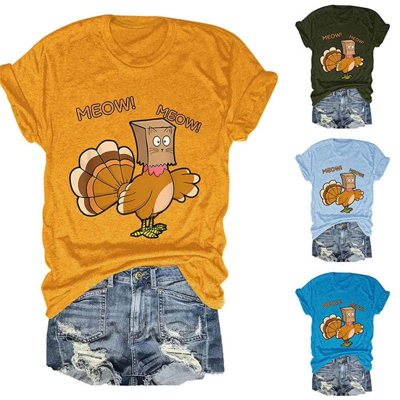 Leto New Cotton Fashion Dámska Meow Meow Turecko Letter tlač Vinob