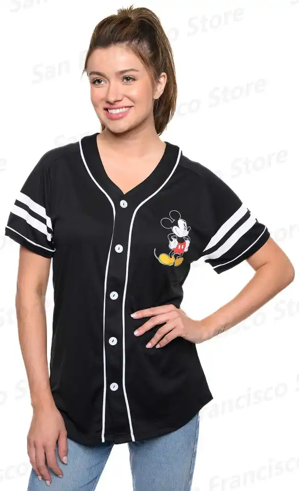 Leto New Disney Boys & Girls Mickey Mouse Cartoon Tlačené módne košeľa Kid/dospelý gombíkový ležérny dres baseball tričko Multicolor