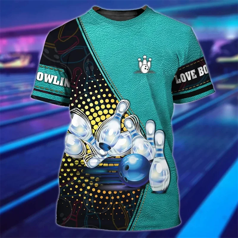 Leto New Fashion 3D Tlač bowlingu Tričko Denné príležitostné športové oblečenie Ženy Ženy Hip Hop Round Cr rukávy s krátkym rukávom Vrcholy