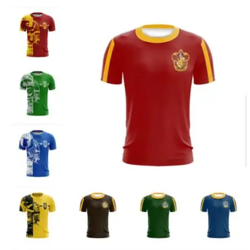 Leto New Harris Potter Series s krátkym rukávom Chrabromilc Ravenclaw Ron Pánske športové tričko Slizolin Pullover krátky rukáv