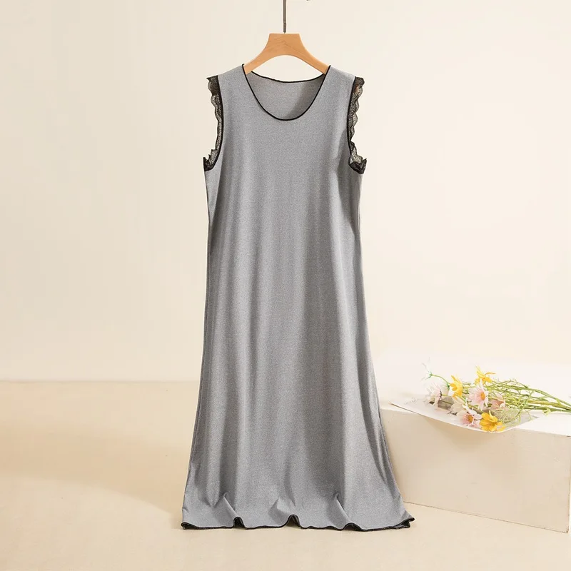 Leto nová modálna vesta sukňa nočné košele Ženy Nightdress Sleewear Sleewear bez rukávy Sexy čipky Nočné šaty ženské nočné nočné oblečenie