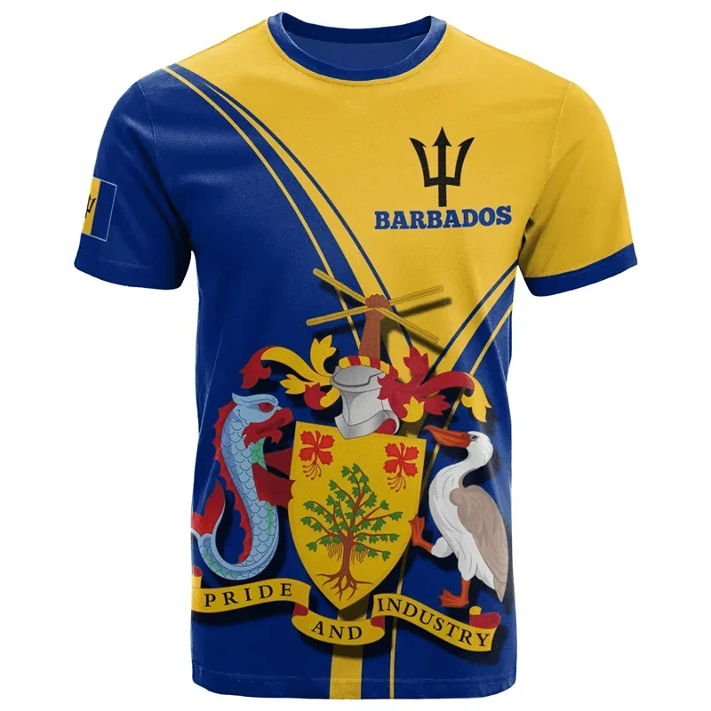 Leto Nové 3D tlačené rýchle suché barbados vlajky Grafické pánske tričko Športové príležitostné módne top plus veľkosť voľného oblečenia