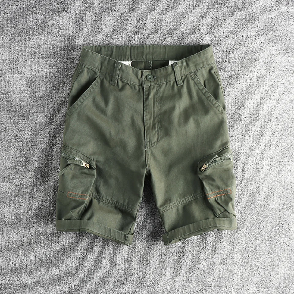 Leto Nový retro trend trojrozmerný vreckový dizajn Cargo Príležitostné kraťasy Pánske voľné nohavice s priamymi nohami