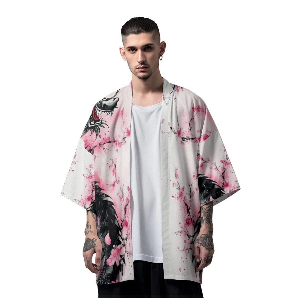 Leto samurai kimono muži cosplay čerstvé haori streetwear kimono japonské módne móda elegantné yukata populárny vestajáre sviatočné plášť