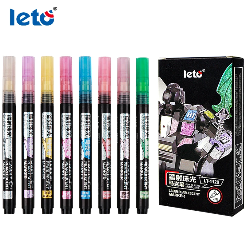 Leto super kovový model Marker Pearlescent oleja na základe opravy farieb nakladanie pero maľovacie nástroje Diorama Kit Modelovanie DIY 8Colors