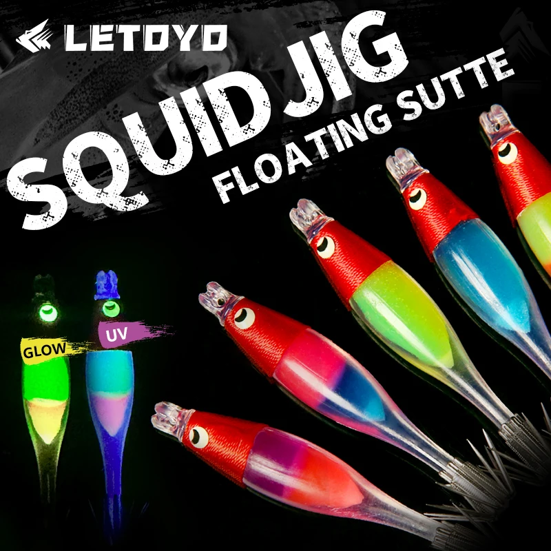 LETOTYO 50 mm ručne zviazaný háčik bavlnený hodvábok Svetlá UV chobotnica plávajúca chobotnica Lure Webfoot Octopus