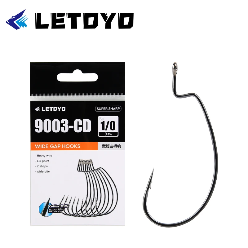 Letoyo s vysokým obsahom uhlíkovej stopky so širokou priepasťou Barbed Worm Hooks oceľová slaná voda čierna nickle rybárske háčiky karpishingové doplnky