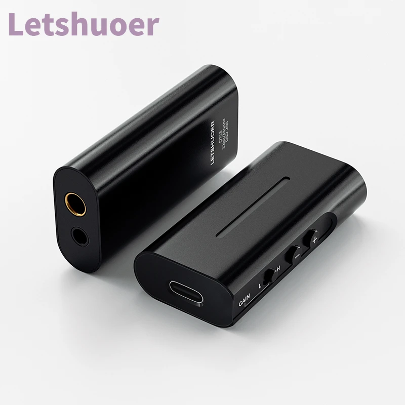 LetShuoer DT03 Zosilňovač slúchadiel prenosný prenosný DAC/AMP s vysokým rozlíšením podporuje 32bit/384 kHz so vstupom USB AN3,5 mm/4,4 mm