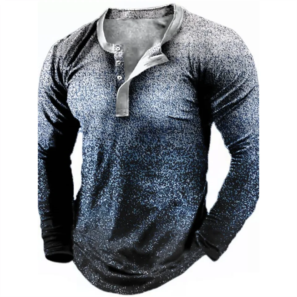 Letter Henley tričko tričká Gym ​​Platel Men Letné nadmerné tričko Tričko Tops s dlhým rukávom V-Neck Streetwear Vintage Spring Pullover