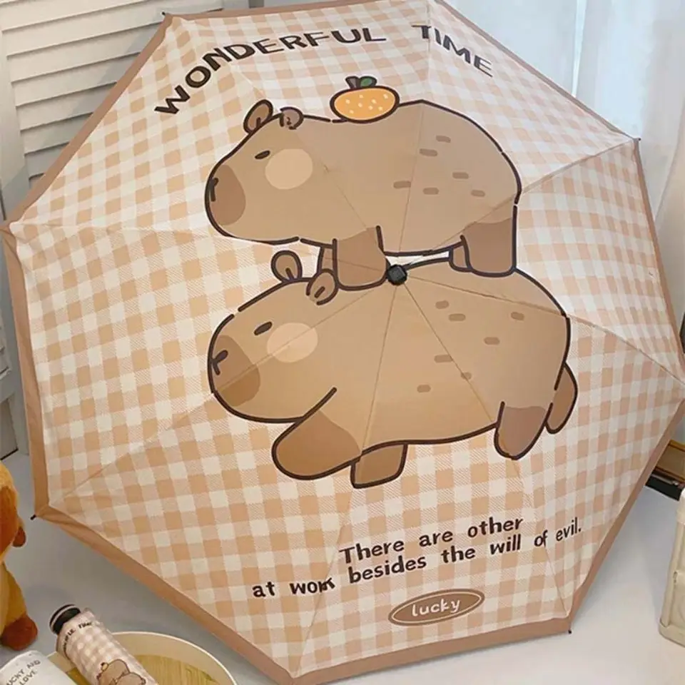 Letter Print Caphybara Automatický dáždnik anti-uV mini capybara ochrana pred slnkom dáždnik slnečné dažď
