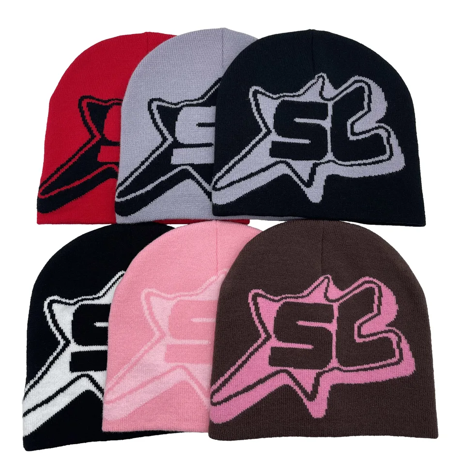 Letter tlač Sc pletený klobúk Štyri sezóny môžu nosiť unisex Jacquard Hat Fashion Sports Riding Hat