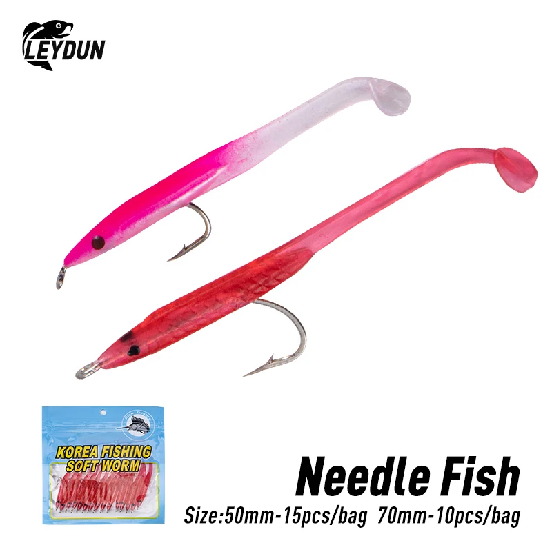 Leydun Soft Eel Eel Fishing Laves Lures 50 mm 15ks 70 mm 10ks malé biele modré mäkké návnady s háčikmi rybou úľavou Umelá návnada Pesca Leurre