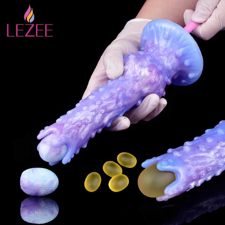 Lezee monštrum ovipositor duté dildo stimulácia stimulácie ruky tlačenie lak vajcia Ovipository želatínové vajce DIY análne plugové hračky