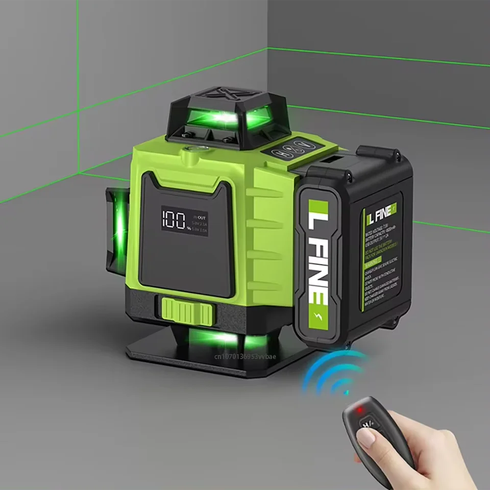 LFINE 4D Profesionálne laserové úrovne 16 riadkov vodorovné a vertikálne s diaľkovým ovládaním 360 ° samohodné laserové úrovne