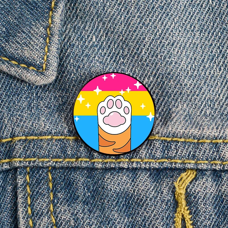 LGBT Pansexual Pride Cat's Pin Pin Custom Brošes tričko klopne tote tašky batohy odznak karikatúry darček brošne Piny pre ženy