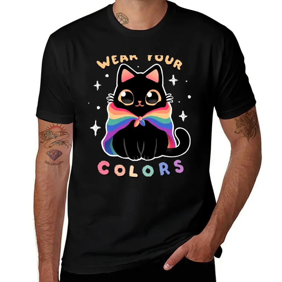 LGBT Pride Cat - Kawaii Rainbow Kitty - Noste svoje farby Tričko Letné oblečenie Luxusné oblečenie Labubu potné košele, muži