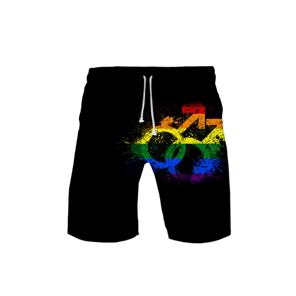 LGBT Rainbow Flag Lesbians GAYS 3D doska Krátky Kurátky Summer Rýchle suché pláž plavky Plavky Men Streetwear Krátke nohavice plážové oblečenie