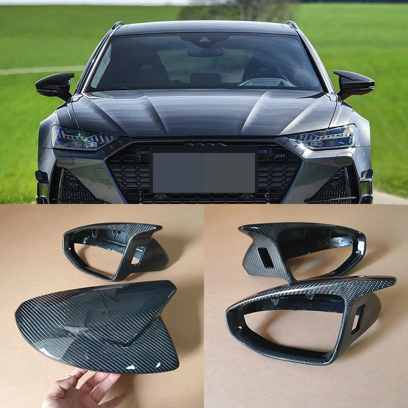 LHD 2ks lesklé uhlíkové vlákno -rohy typu spätné zrkadlo pre Audi A6 C8 A7 ABT 4K8 A8 D5 2018 2019 2020