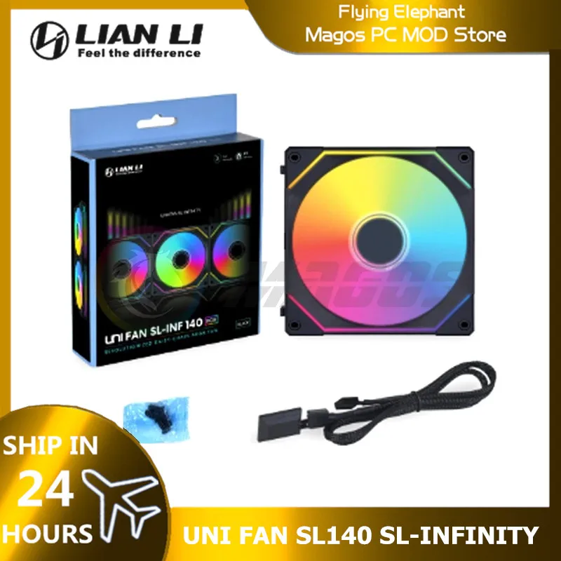 Lian li uni fanúšik SL140 SL-Infinity Infinity Mirror bez kabína Daisy reťaz 140 mm vodné chladenie L-Connect 3 Softvérové ​​ovládanie