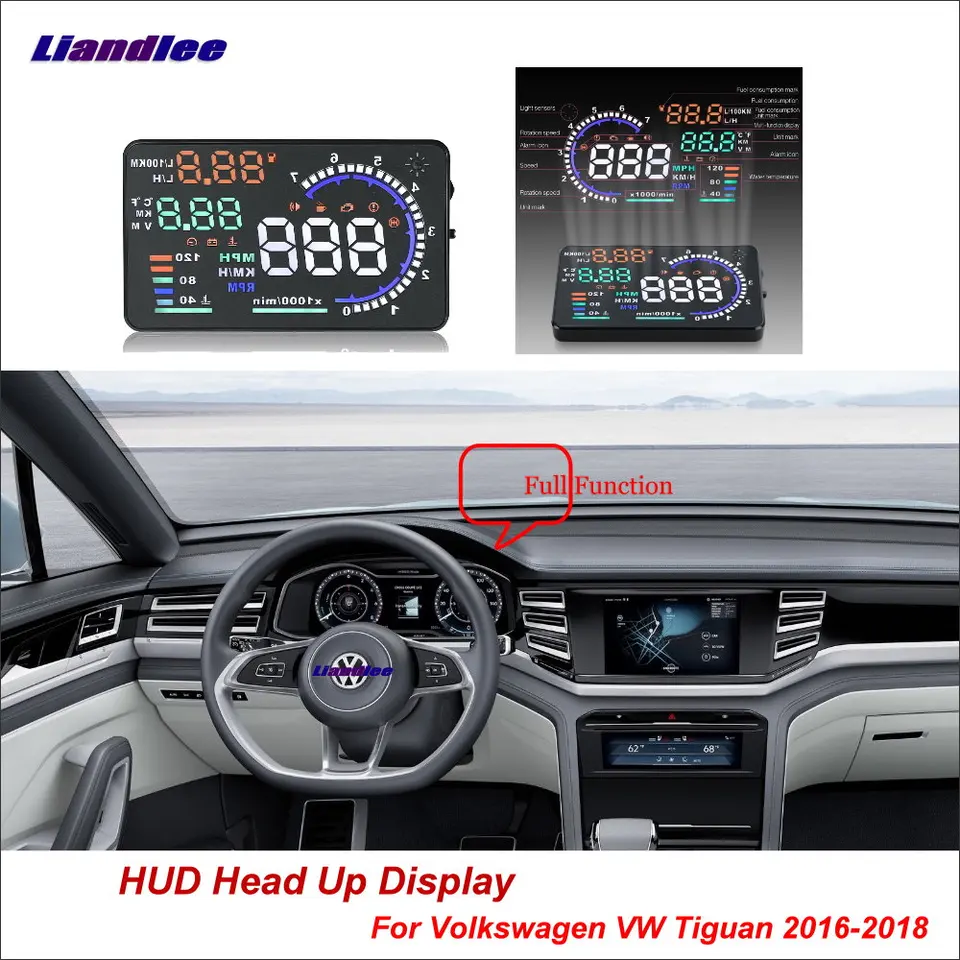 Liandlee pre Volkswagen VW Tiguan 2016-2018 Bezpečná jazdná obrazovka Plná funkcia OBD CAR HUD HEAD UP DIZORNOR PROJECTOR Činné sklo