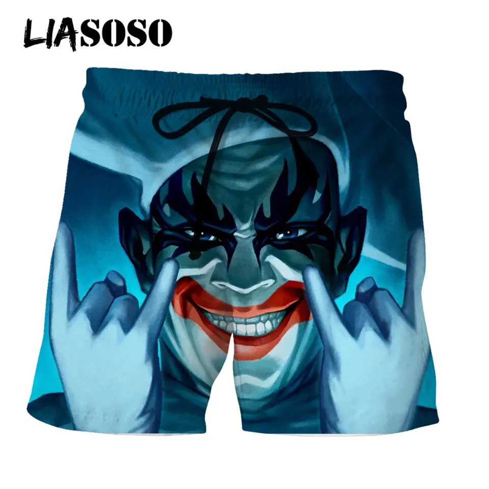 Liasoso 3D tlač Pánsky žolík poker Venom Fashion Street Shorts Boardshorts plážové neformálne šortky nohavice boxer šortky/kufre