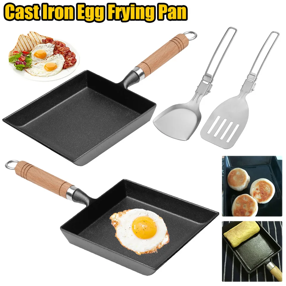 Liatinový hrniec Japonec tamagoyaki vaječné rolky Nonplácané nekostupné štvorcové vyprážané vajcia, ktoré netušia panvica s vyprážanou panvicou Hustá vajec