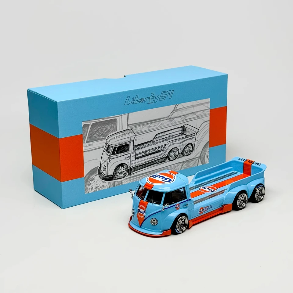 Liberty 1/64 Liberty64 T1 Trailer Gulf Racing Blue Die-Cast zliatiny Model Collection Gift