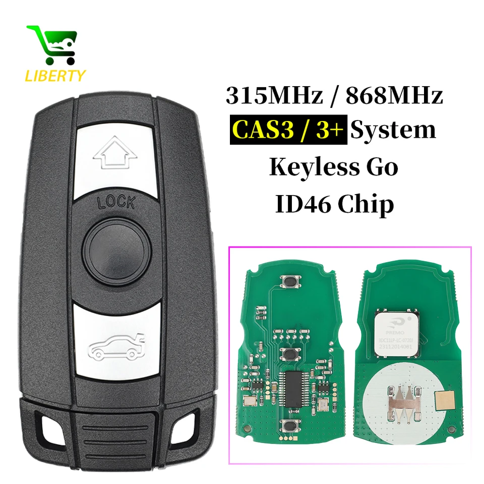 Liberty 315/868MHz Keyless Go Remote Smart Key pre BMW 3, 5 Series CAS3 X5 X6 Z4 E70 CAR ID46 PCF7953 Comfort Access Access Free Free