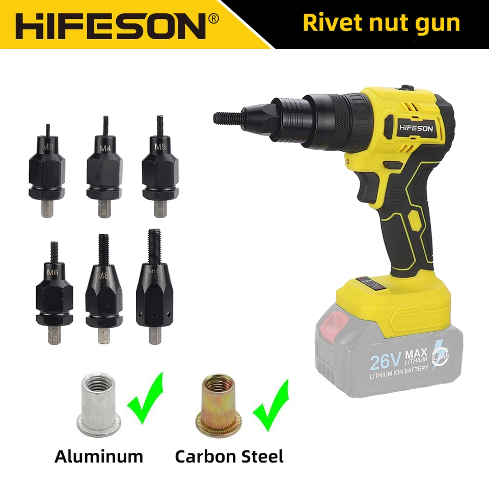 LICESON ELEKTRICKÁ NIVET GUN nabíjateľnú automatickú nitú maticu nitovanie náradia matica hlava M3-M10 bez batérie