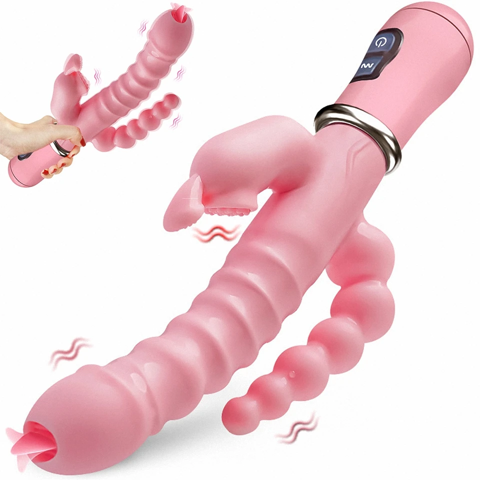 Licklip 3 v 1 dildo králičia vibrátor jazyk Licking Dvojitá tyč masturbáciu Análny klity vibrátor sexuálne hračky pre ženy