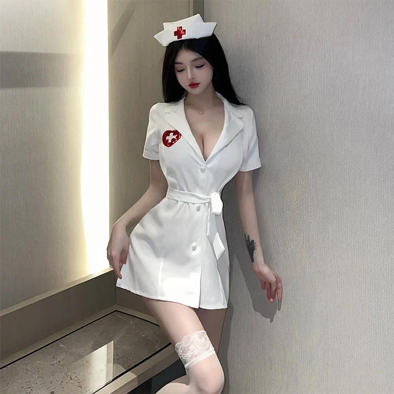 Lidai sexy spodné prádlo horúce sexy DeepvTemtation Nurse Uniforma Hot Role hra Uniforma zvodná sada
