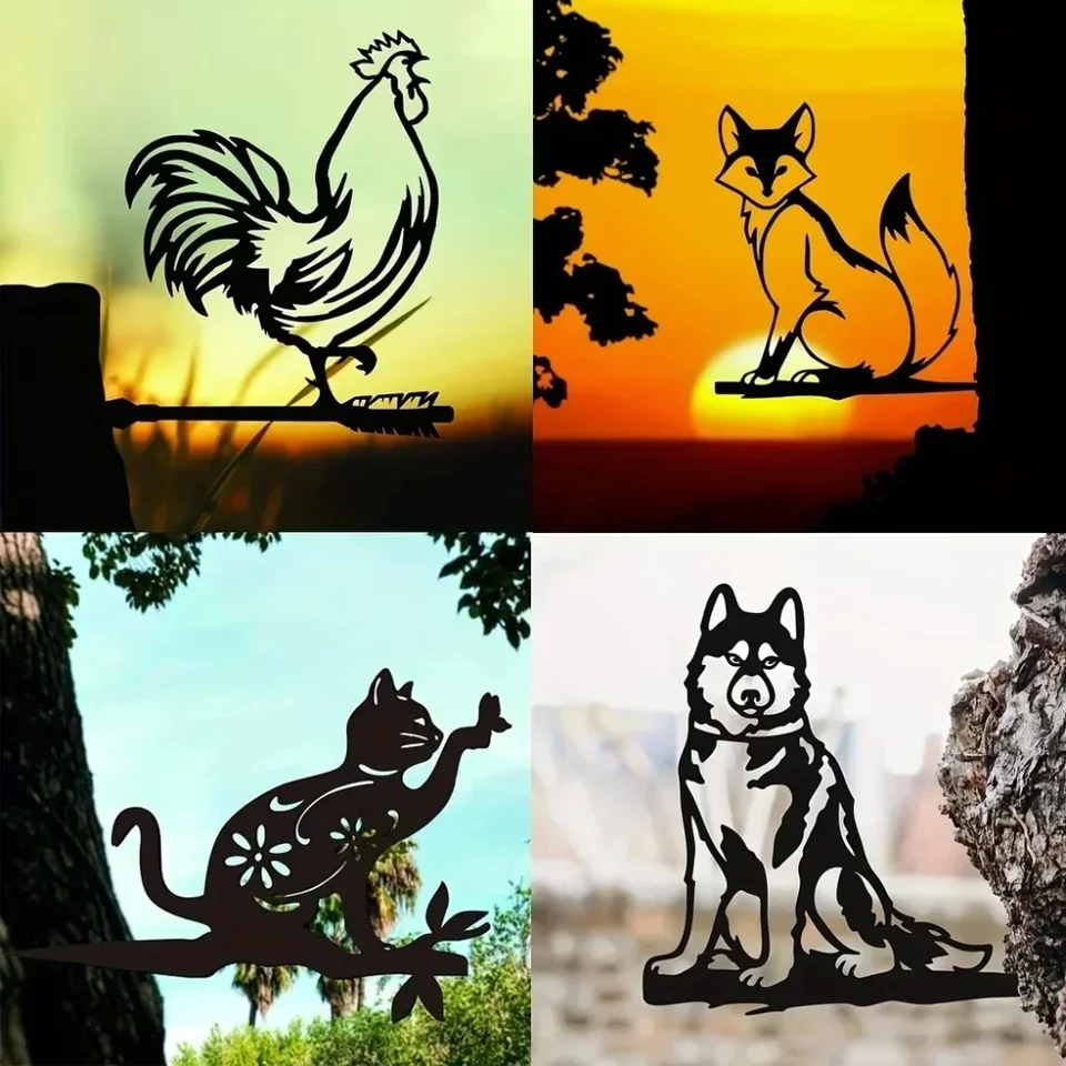 Lieta na dvore/pes/mačka/králik/vták zvierací kov Art - Vonkajšie a záhradné siluety - rustikálne dekorácie Kovové ozdoby záhradné umelecké diela