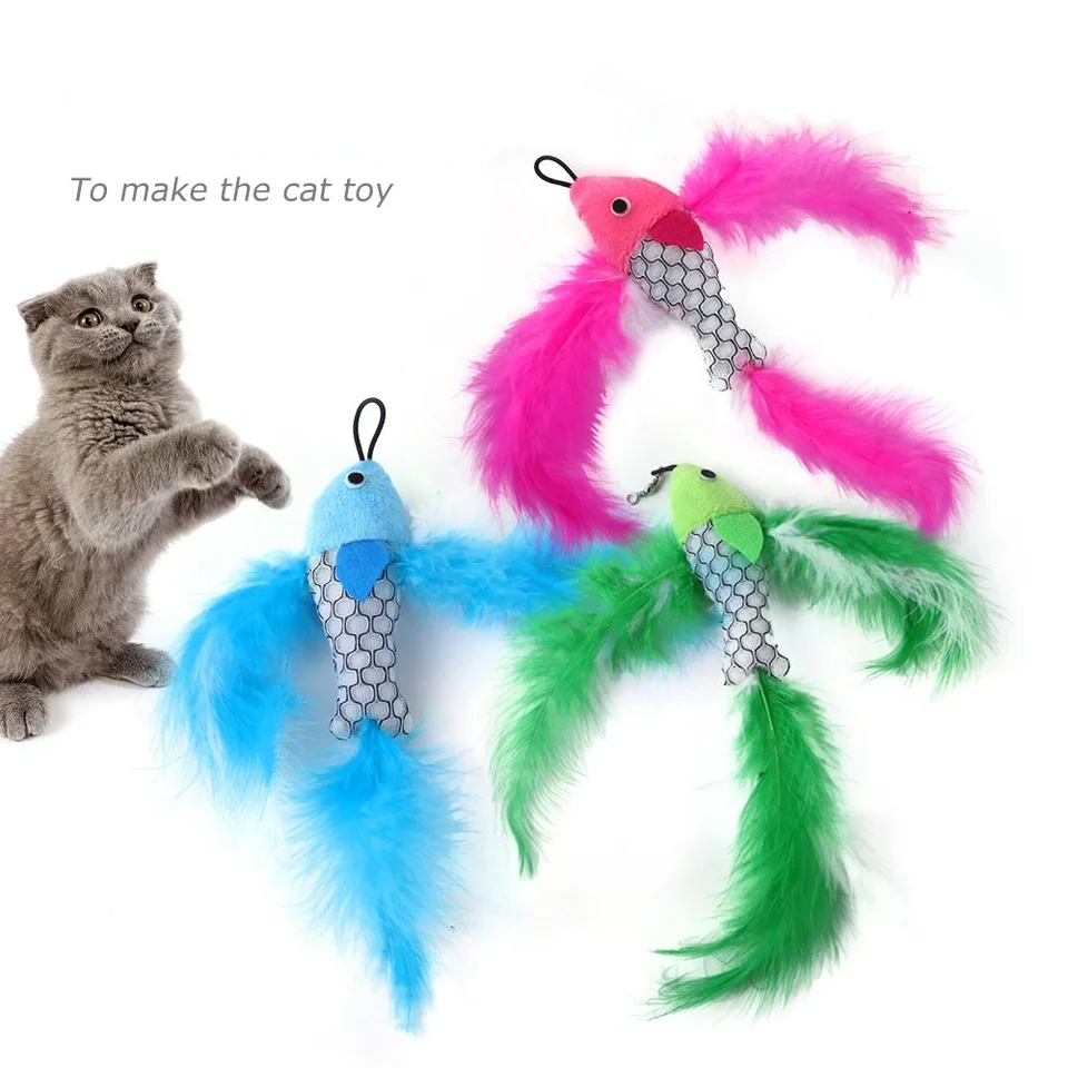 Lietajúca ryba nahradenie hlavy vtipná mačka palica plyšová hračka Rybárska prút nahradenie hlavy Pet Cat Toys Interactive Pet Products