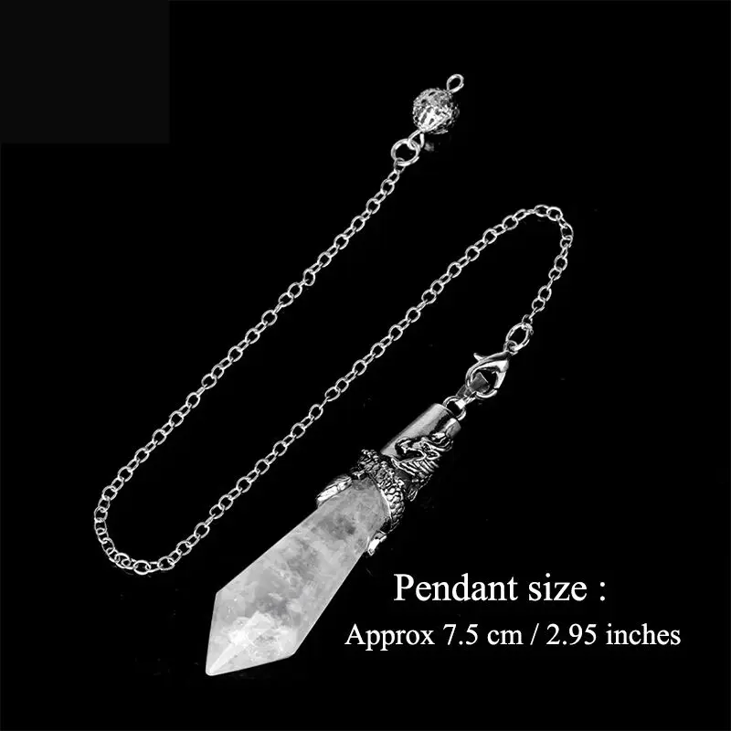 Liečivé dračie rockové kryštály kyvadlo na veštenie Reiki Natural Stone Clear Quartz Prívesok meditácia Dowsing Pendulo x179