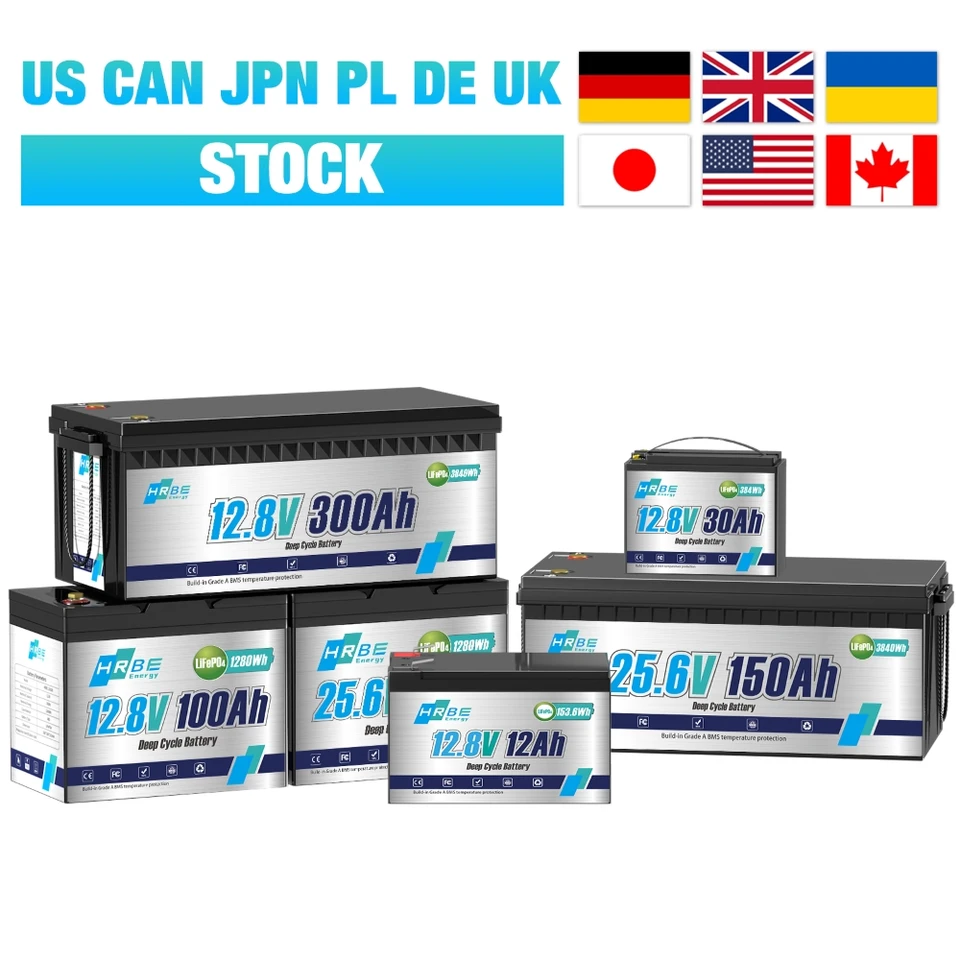 LIFEPO4 24V 100AH ​​50AH 12V 100AH ​​30AH batéria 25,6 V 2560WH Stupeň A 6000+ cykly RV Golfový košík Solárna batéria EÚ EÚ Žiadna daň