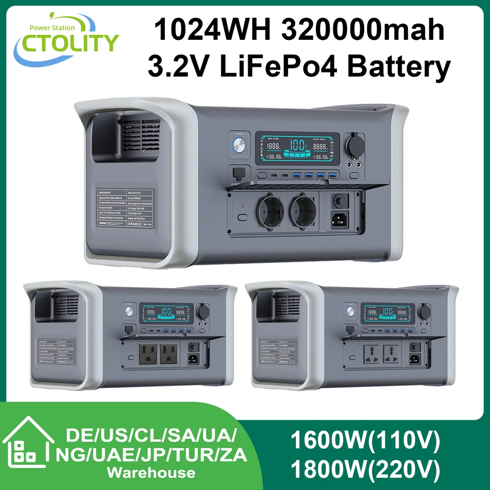 LifePO4 Elektrická stanica 1800W Prenosný solárny generátor kemping 220V 320000 mAh Veľká kapacita externá batéria Skladovanie energie RV