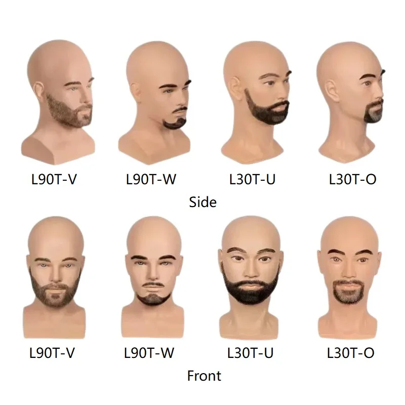 Lifesize Mužská figurína hlavy s bradovým displejom pre parochňu masku klobúk figuríny hlavy modelové rekvizity