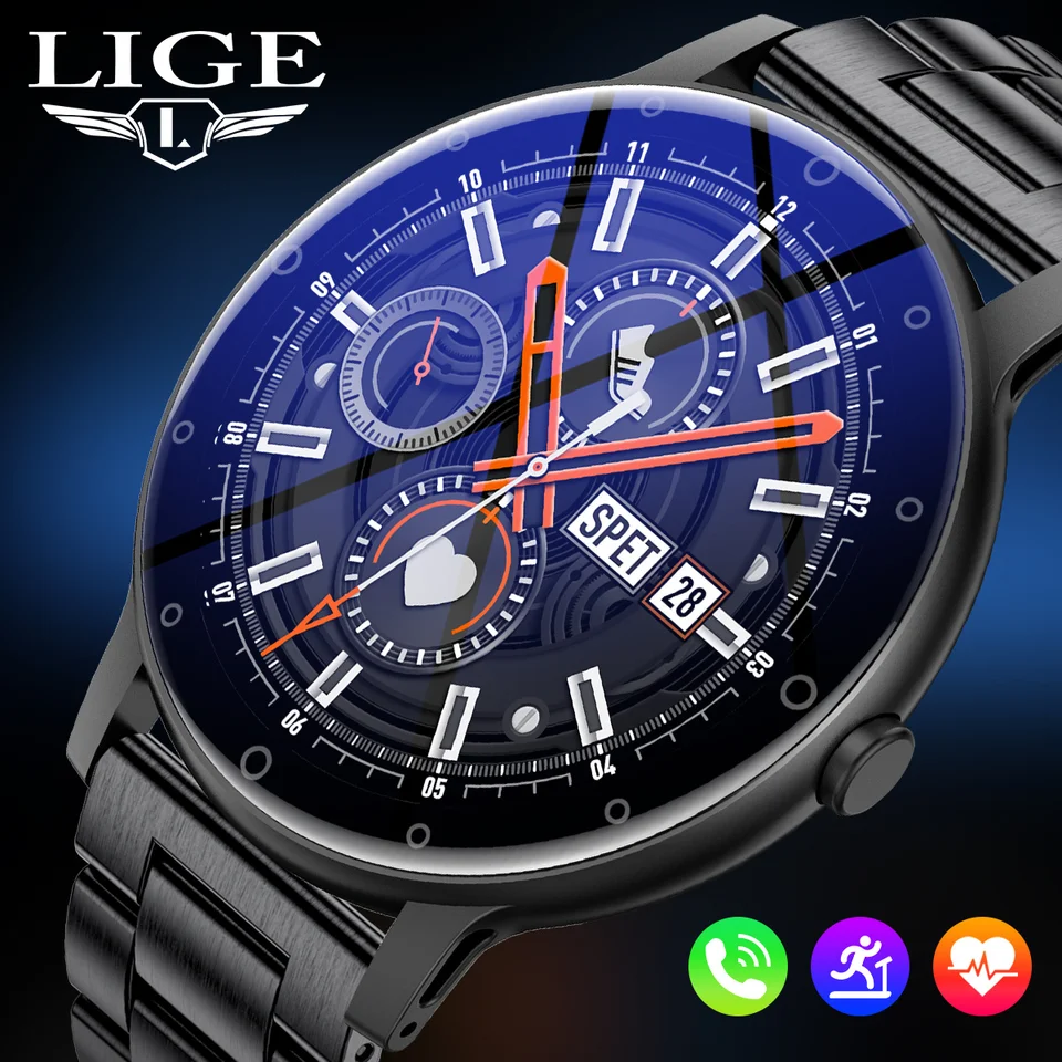 Lige 1,39 palca Men Smart Watch Ai hlasový asistent bt volajte krvi kyslíkom Monitor Monitor Sports Fitness Prispôsobte si číselníky Smartwatch