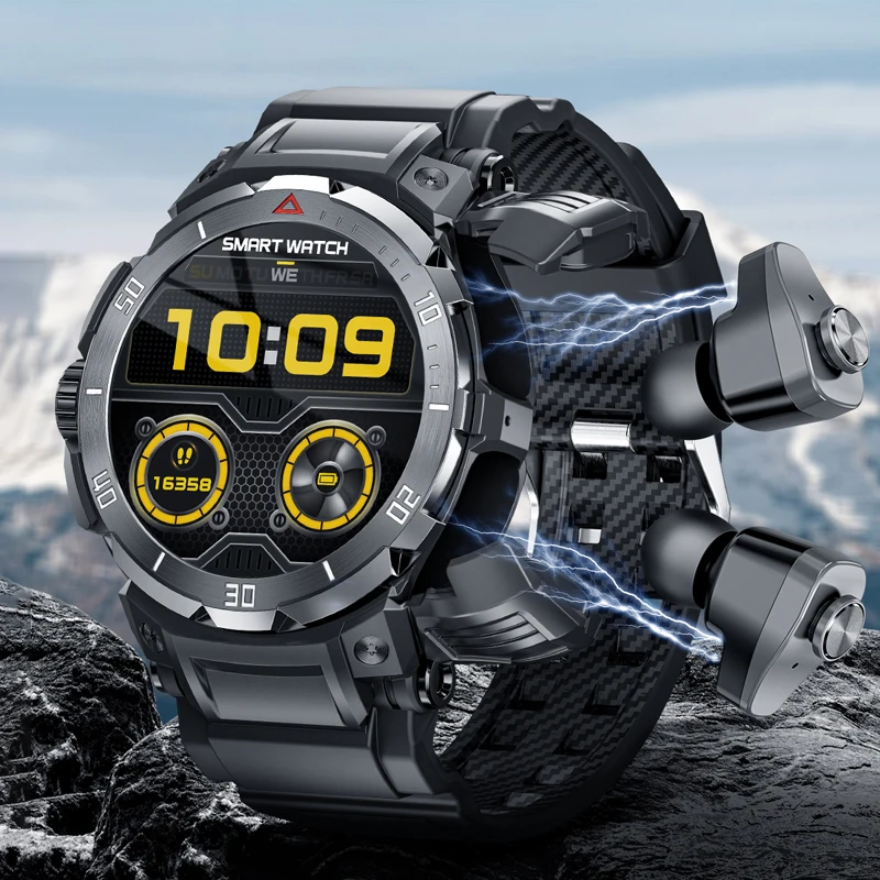 Lige 2 v 1 Tws bezdrôtové slúchadlá Smart Watch Local Music Call Men Smartwatch 100+ Športové režimy IP68 Witerproof Sports Watch