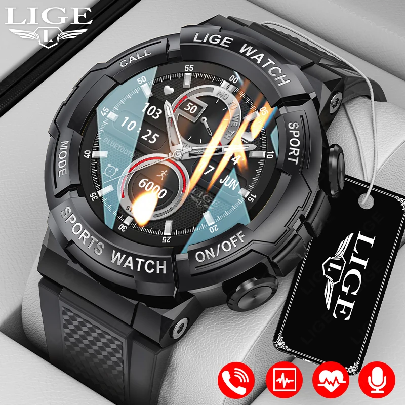 Lige 2023 New Smartwatch Mens Bluetooth Call Full Touch náramok Nepremokavý zdravie Outdoor Sports Smart Watches for Android iOS