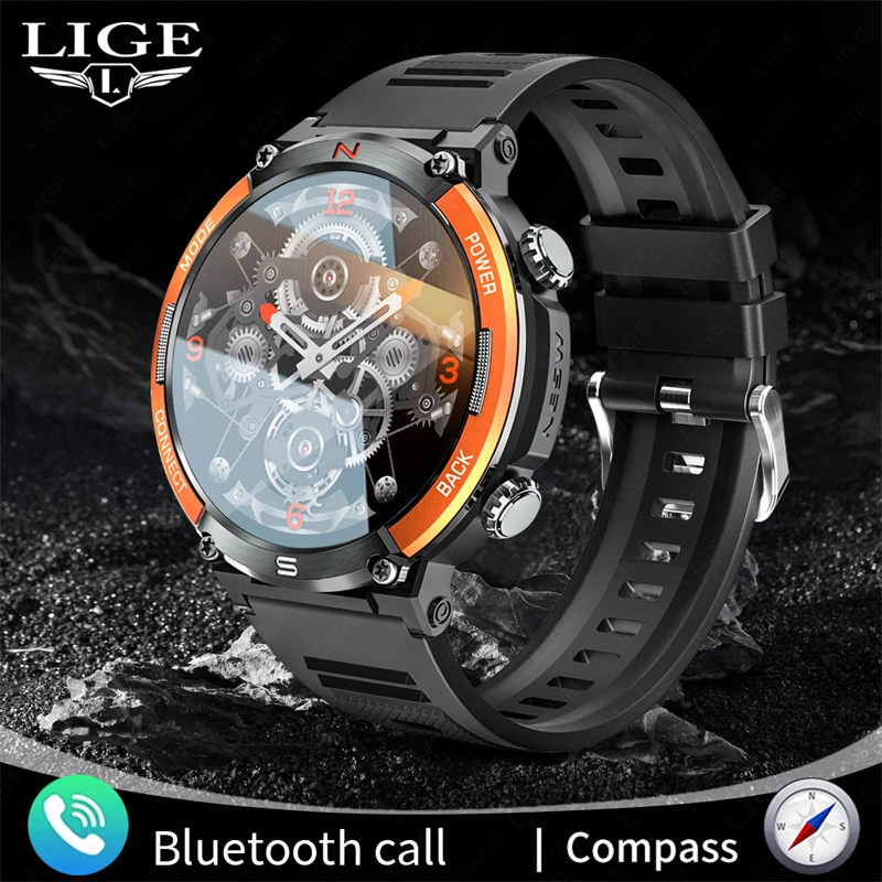 Lige 420 mAh vysokokapacitná batéria inteligentné hodinky Men vodotesný inteligentnýwatch compass fitness tracker Outdoor Sport Bluetooth Call