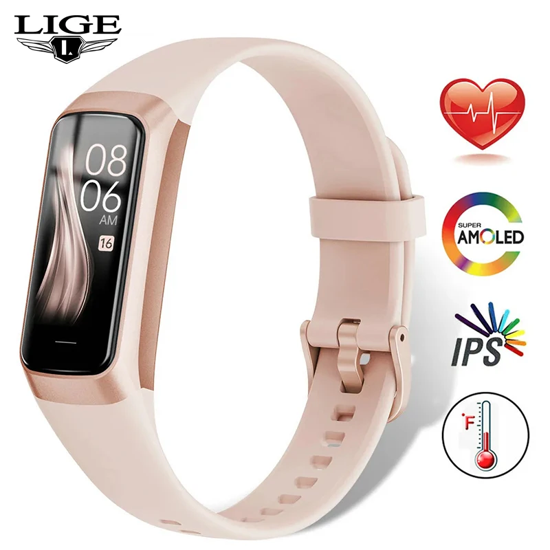 Lige Amoled Smart Watch Men 2024 inteligentná skupina Ženy srdcová frekvencia Krv SmartWartch Witerproof Smart Sport Sport Fitness Tracker