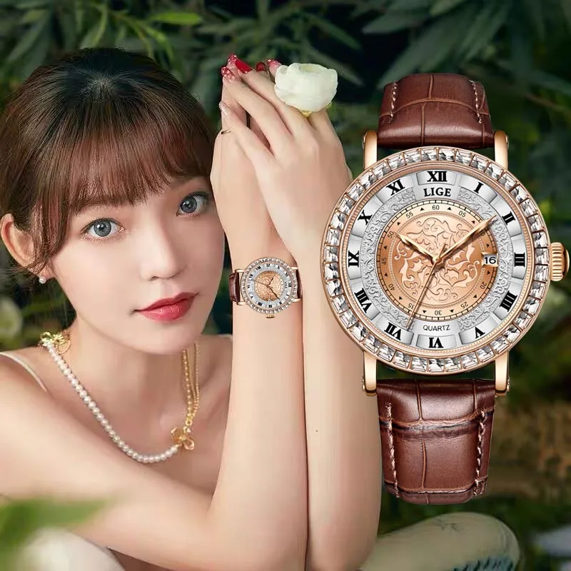 Lige Bracelet Watches Dámske módne vodotesné športové kremeň Ženy sledujú kreatívny dizajn Dátu